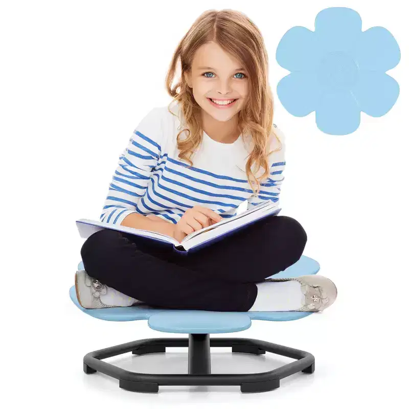 Blue / Red Petal Kids Sensory Swivel Chair, Single Seat