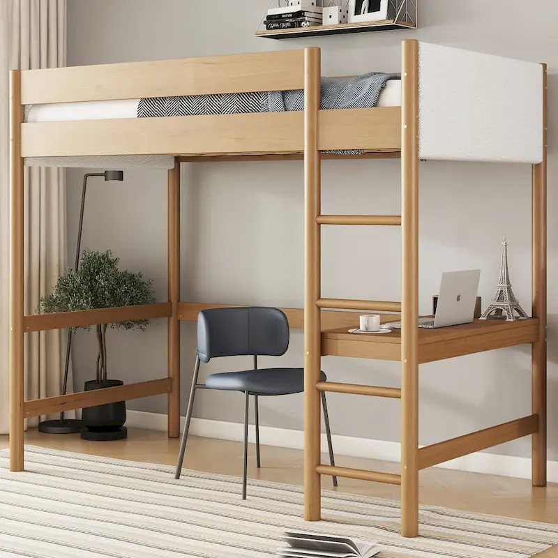 Twin Size Loft Bed with Desk
