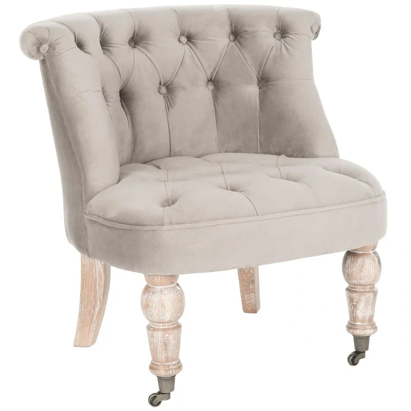 SAFAVIEH Shanell Natural Cream Tufted Chair - 26.4 x 24.2 x 27