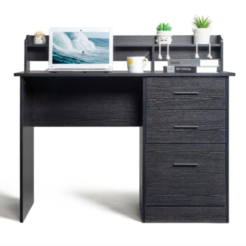 Three-drawers Wood Grain Particleboard Computer Desk