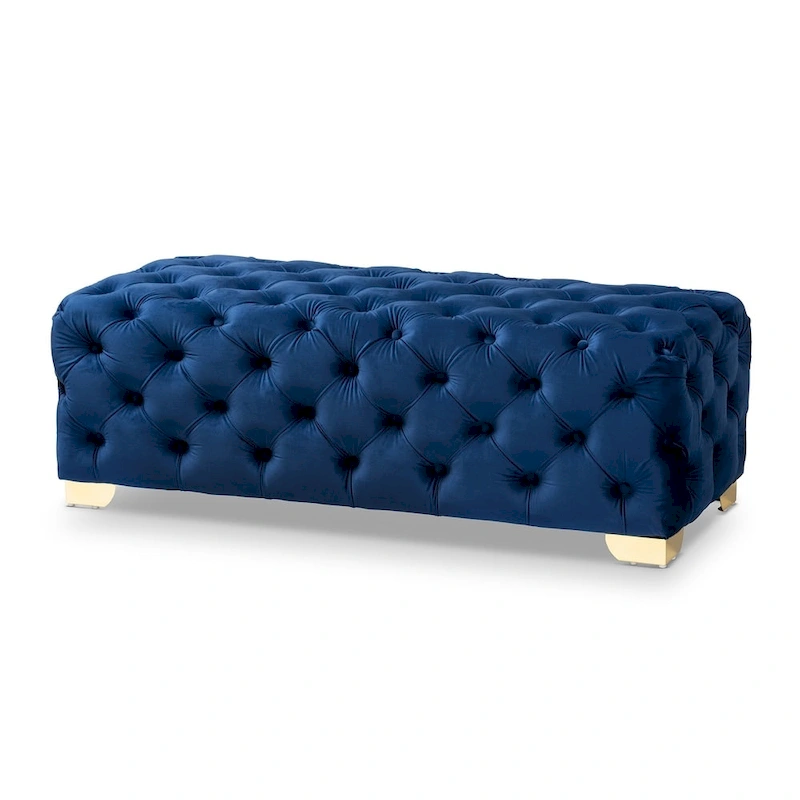 Gracewood Hollow Solanki Velvet Fabric Ottoman Bench