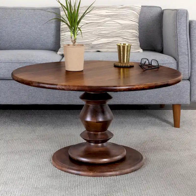 Berns Solid Wood Pedestal Coffee Table