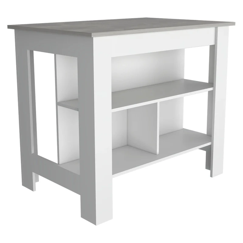 3-Shelf Wooden Casual Kitchen Island
