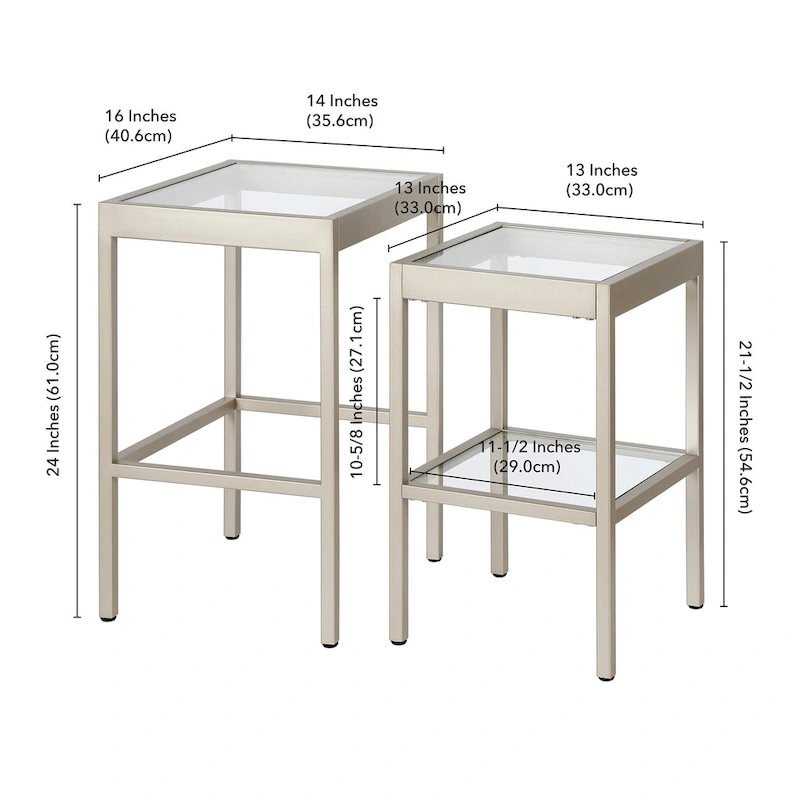 Alexis Metal/ Tempered Glass Nesting Tables