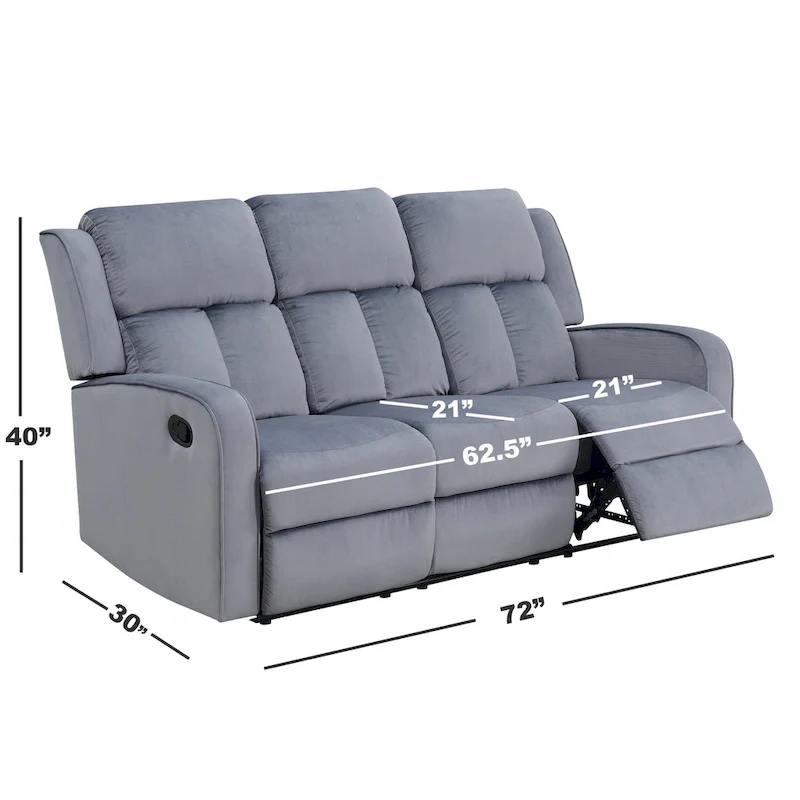 Dale Blue-grey Fabric Upholstered Reclining Sofa