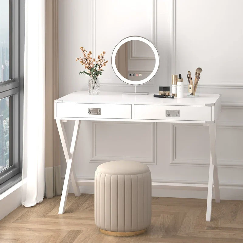 Computer Desk with Drawers, MDF Top & Solid Wood Legs, 42