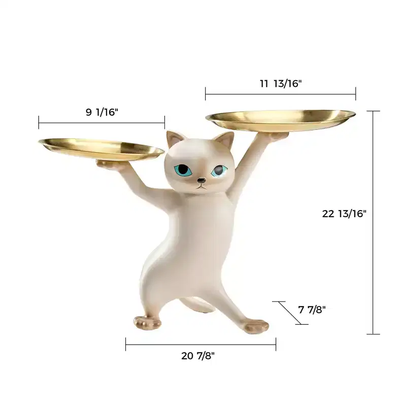 EUREKA ERGONOMIC,23H, Enchanting Cat Side Table,23.87W x 7.87D x 19.69H,Metal Tray