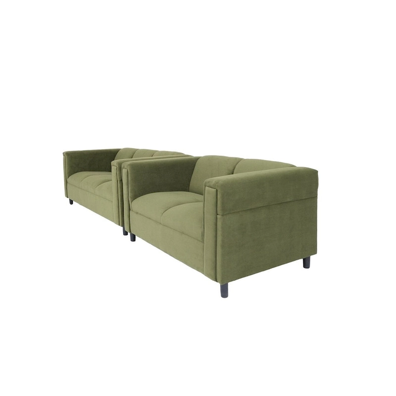 Coast to Coast Sofas Mid Century Modern Loveseat and Sofa Set Solid Wood Frame Upholstered