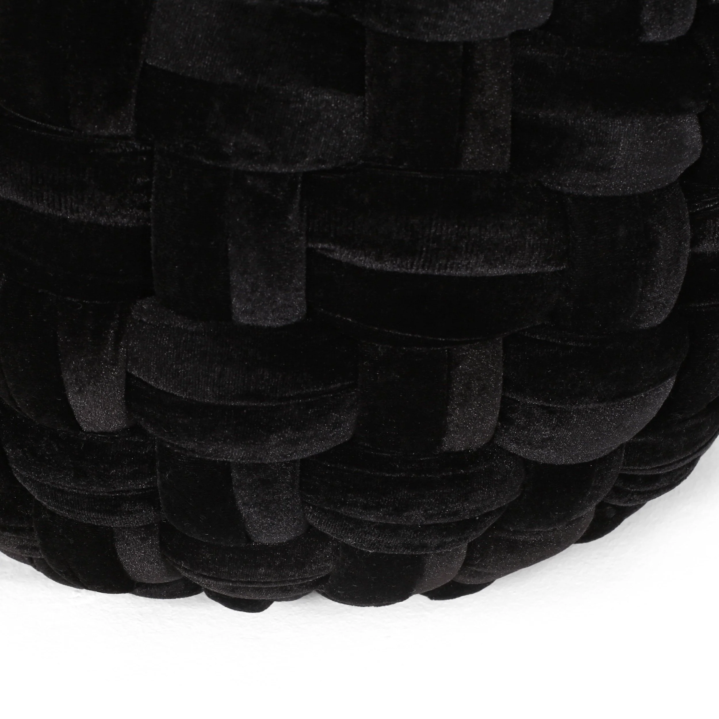 Modern Glam Handcrafted Cable Weave Velvet Round Pouf - NH714413