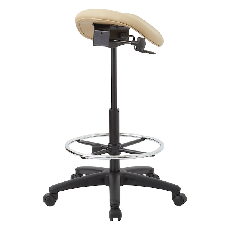 Backless Stool with Height-adjustable Saddle Seat