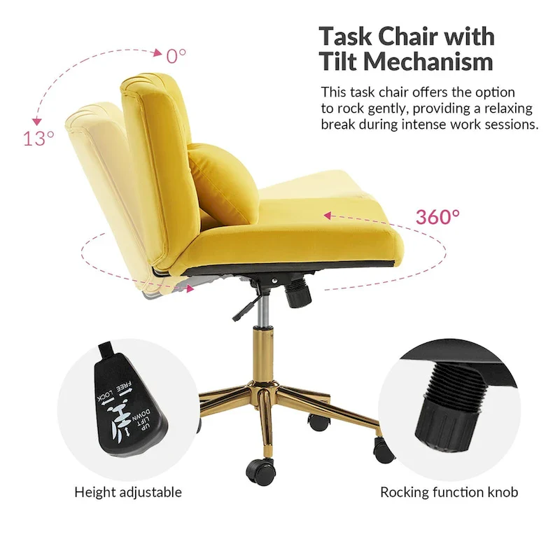 Ollie Modern Flannel Swivel Tilting Office Chair with Pillow by HULALA HOME