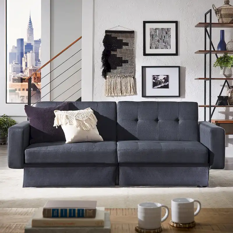 Palatka Full 80   Wide Tufted Fabric Convertible Futon by iNSPIRE Q Classic