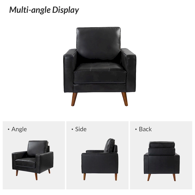 Elizabeth Mid-century Genuine Leather Arm Chair by HULALA HOME