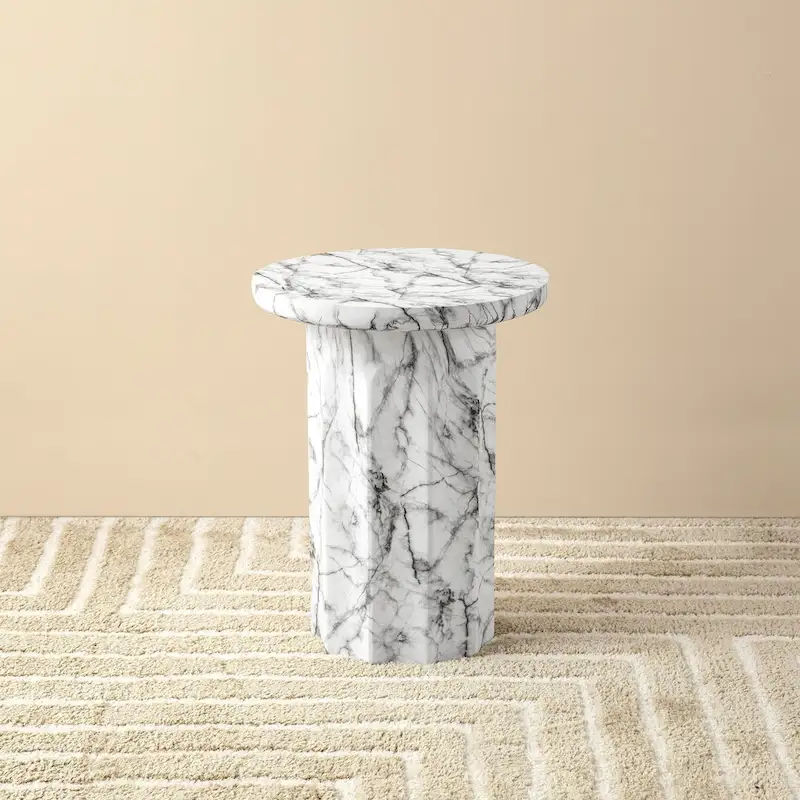 Glitzhome 20.75H Modern MGO Faux Marble Side Table