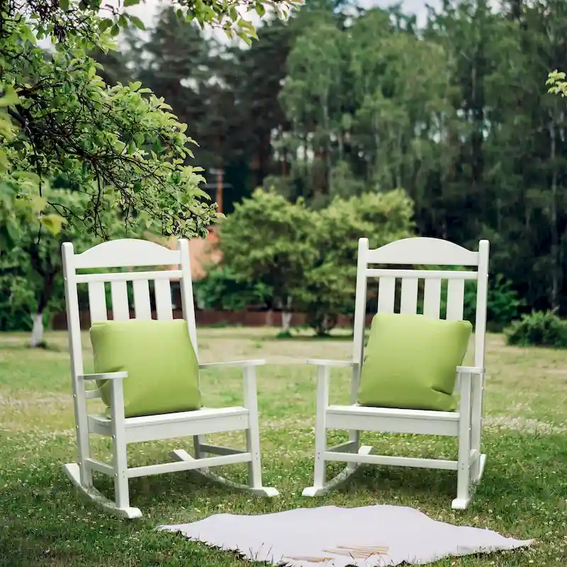 Outdoor White HDPE Plastic Rocking Chair with High Backrest