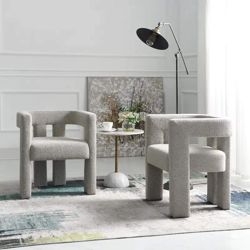 KINWELL 24 Wide Boucle Upholstered Armchair (Set of 2)