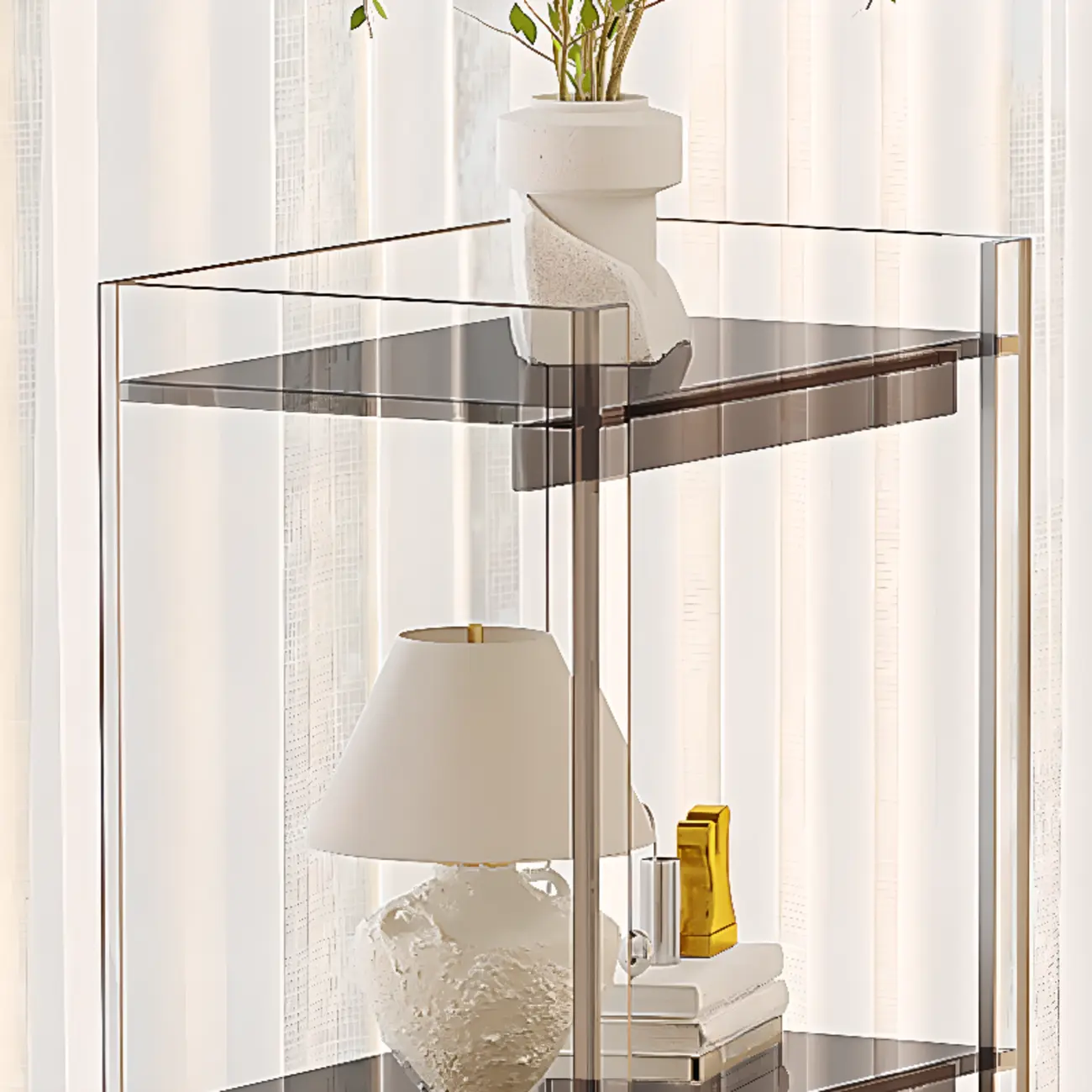 Minimalism Clear Acrylic 4-Tier Vertical Narrow Bookcase