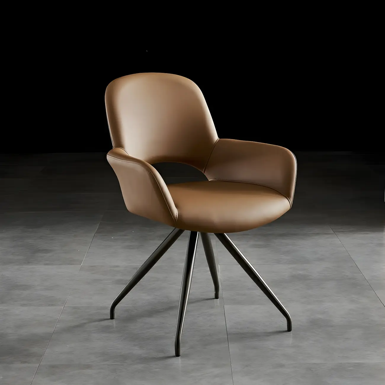 Grey Faux Leather Swivel Arm Dining Chair