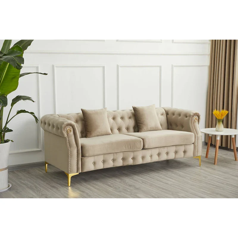 35D x 85W x 30.3H Velvet Chesterfield Button-tufted Sofa