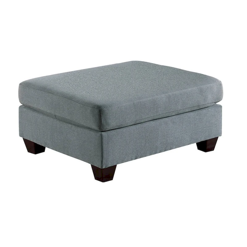 32 Inch Modern Square Ottoman with Plush Foam Seating, Gray Linen Fabric