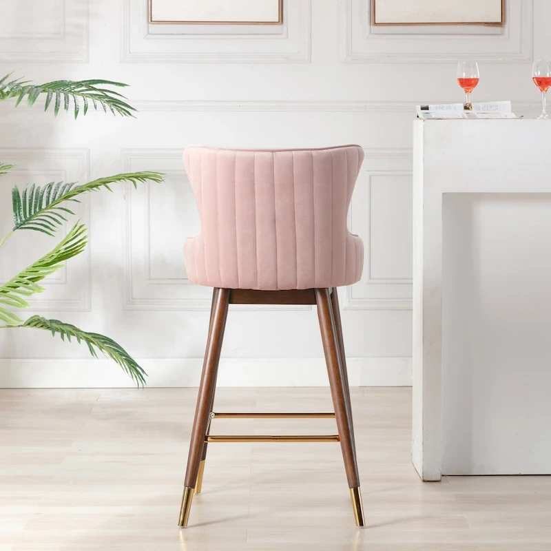 Roundhill Furniture Leland Fabric Upholstered Wingback Bar Stools (Set of 2)