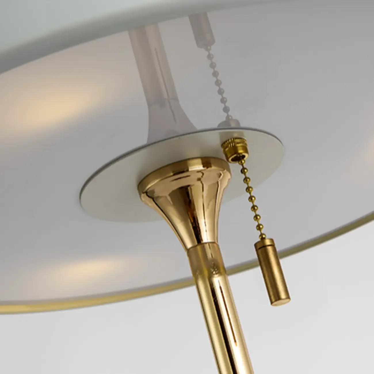 Gold Geometric Bedside Lamp with Pull Chain Switch