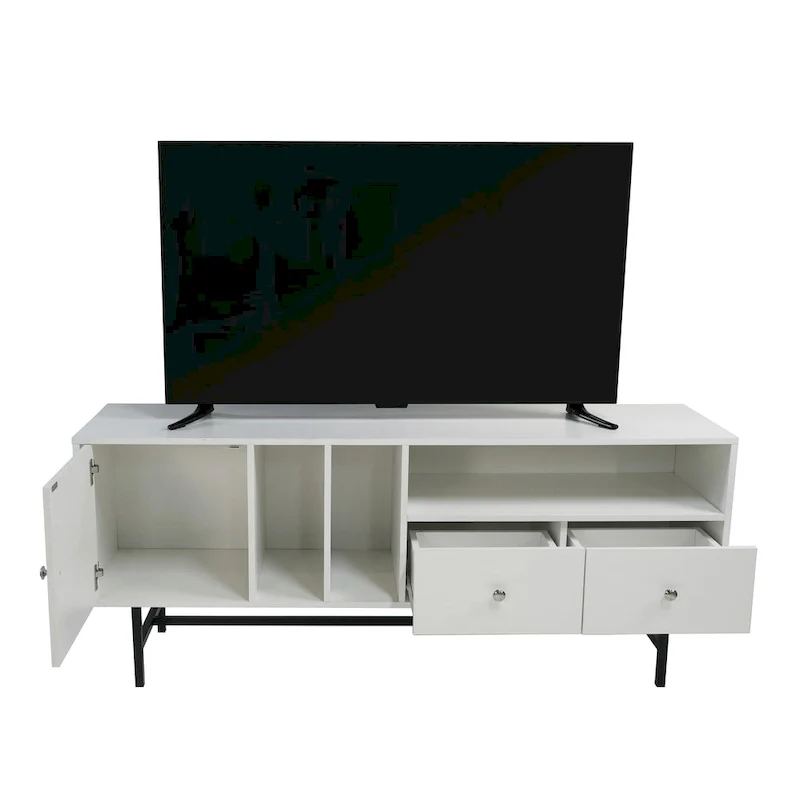 Rochester 2-Drawer 4-Shelf TV Stand Credenza with Iron Legs