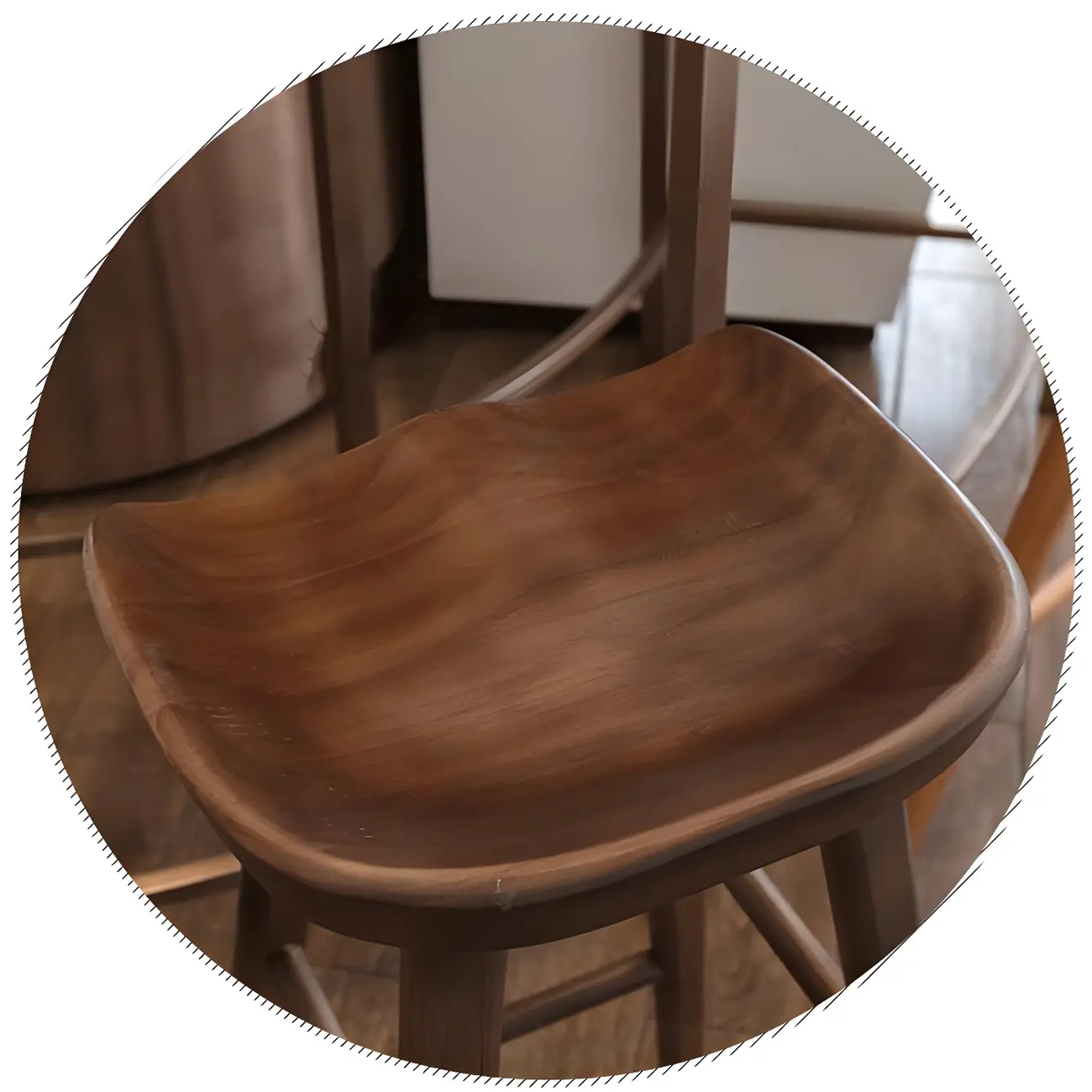 Counter Height Backless Wooden Industrial Bar Stools