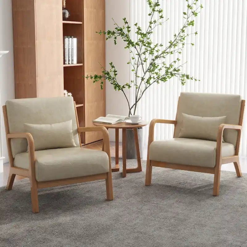 Upholstered Armchair Accent Chairs with Pillows Set of 2