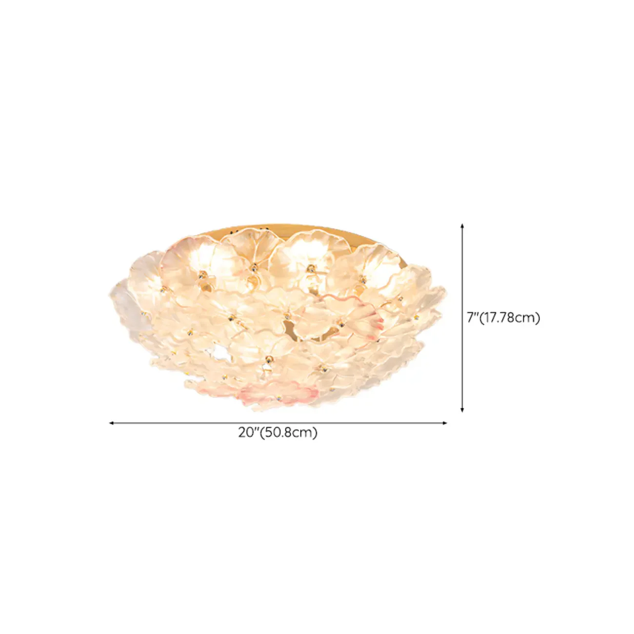 Glass Flower Shape Aureate Stainless Fixture Flush Mount Ceiling Light