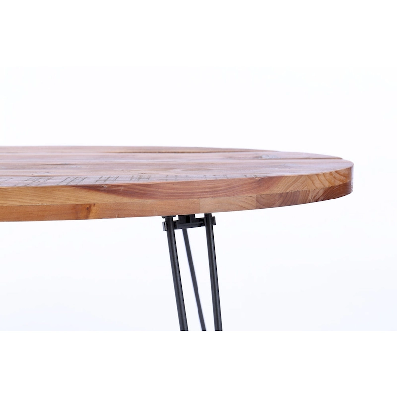 Oval Natural Reclaimed Wood Foldable Cocktail Table - 24.00 x 44.00 x 18.00