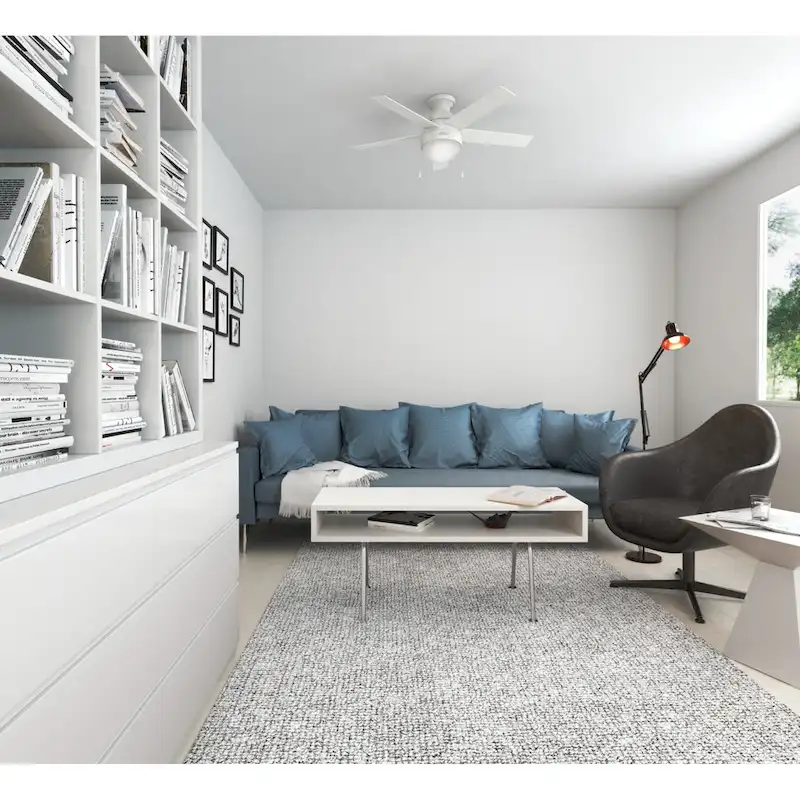 Hunter 46  Anslee Low Profile Ceiling Fan with LED Light Kit and Pull Chain - Silver