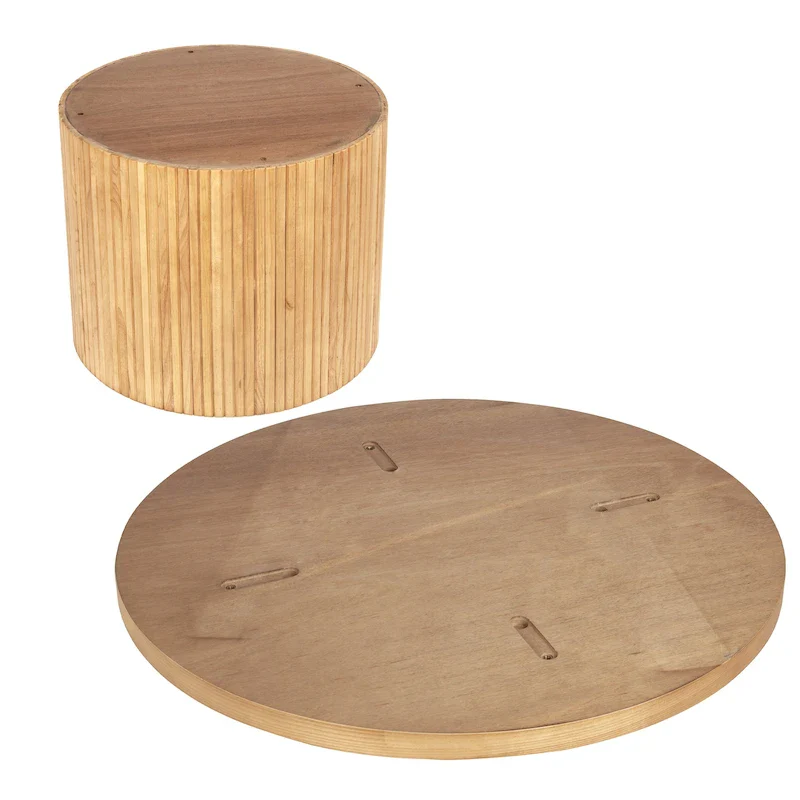 Pedestal Wood Round Coffee Table