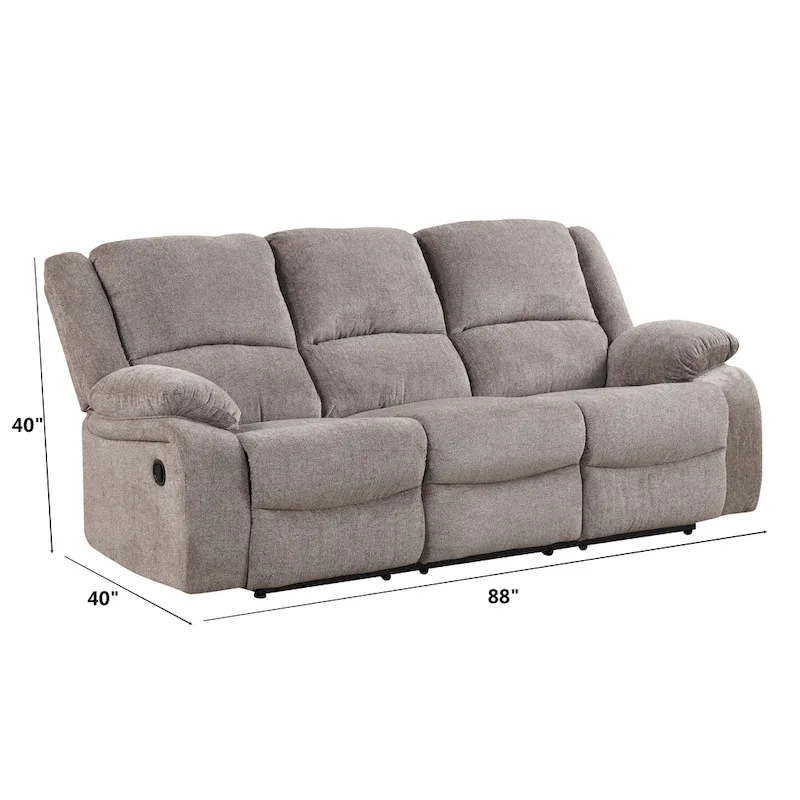 3-Piece Mocha Chenille Manual Reclining Sofa Set