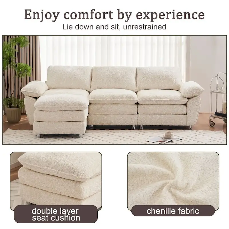 Modern Deep 3-Seat Sofa Couch