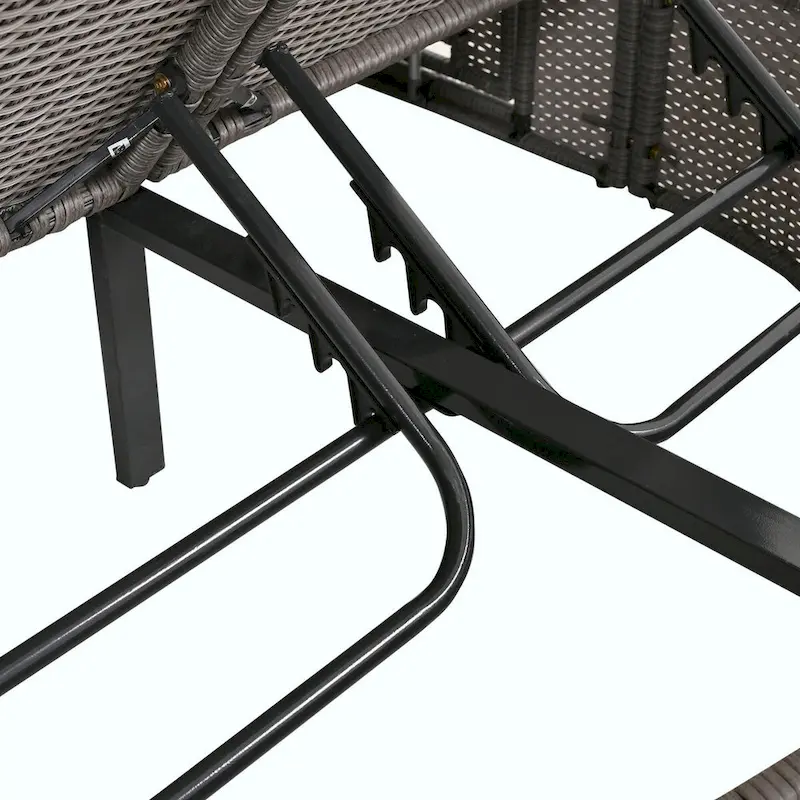 Rattan Patio Daybed with Cushions, Reclining Chaise Lounge, Foldable Trays