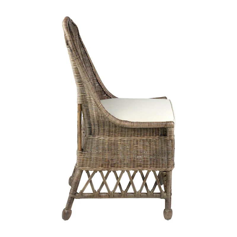 Natural Woven Rattan Dining Chair with Cushion