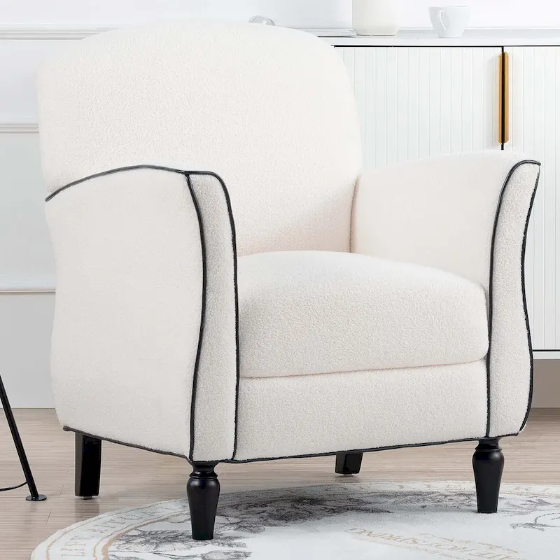 Upholstered Accent Chair with Wood Legs
