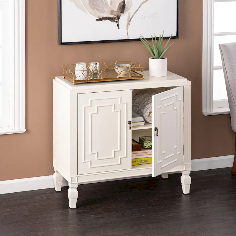SEI Furniture Taborley Antique White Double-Door Accent Cabinet