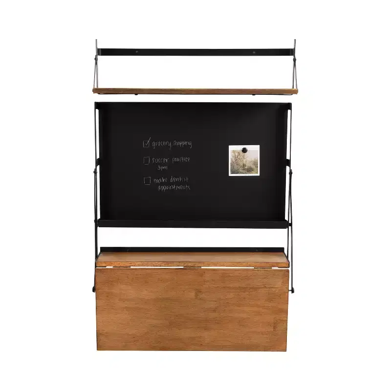 McAllister Rectangle Metal Wall Mounted Desk, 27x18x30, Rustic Brown