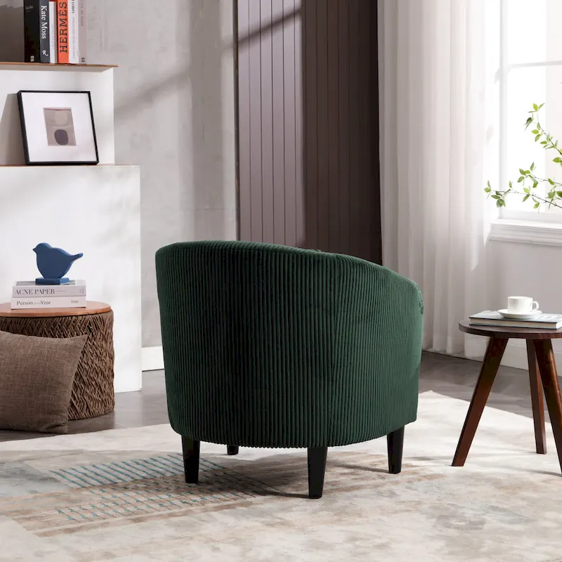 Emerald 24.8 Upholstered Barrel Chair with Wood Legs and Pillows
