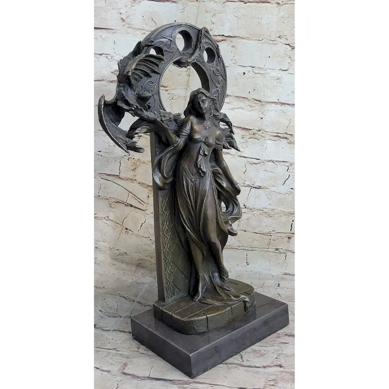 Winged Serpent Imitative Snake Dragon Fantasy Gargoyle Monster Bronze Statue Sculpture Art