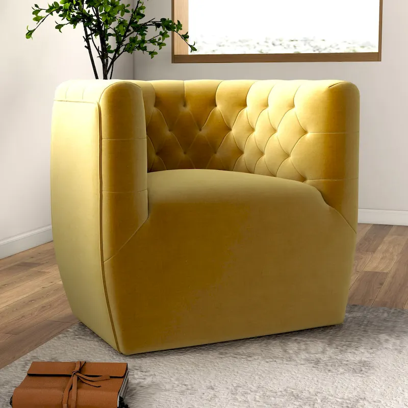 Mid-Century Modern Furniture Comfy Velvet Swivel Accent Chair
