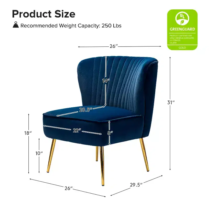 Quentin Velvet Accent Side Chair with Padded Seat Set of 2 | Karat Home
