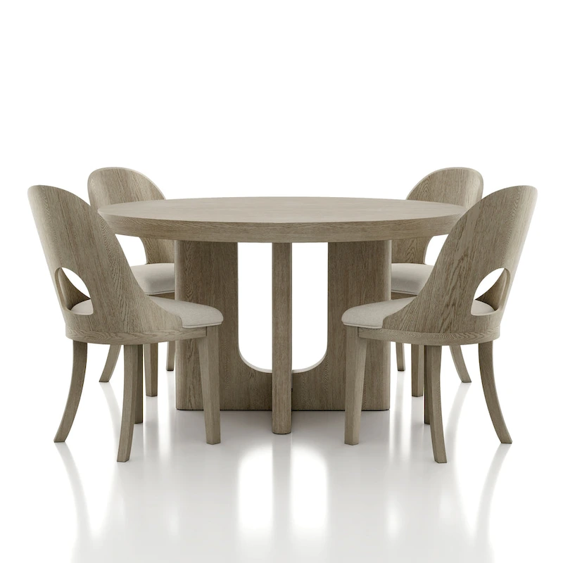 Furniture of America Piez Modern 5-Piece Solid Wood Round Dining Set