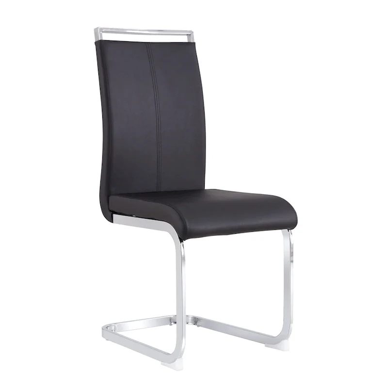 Dining Chair with C-shaped Chrome Metal Legs(Set of 4)