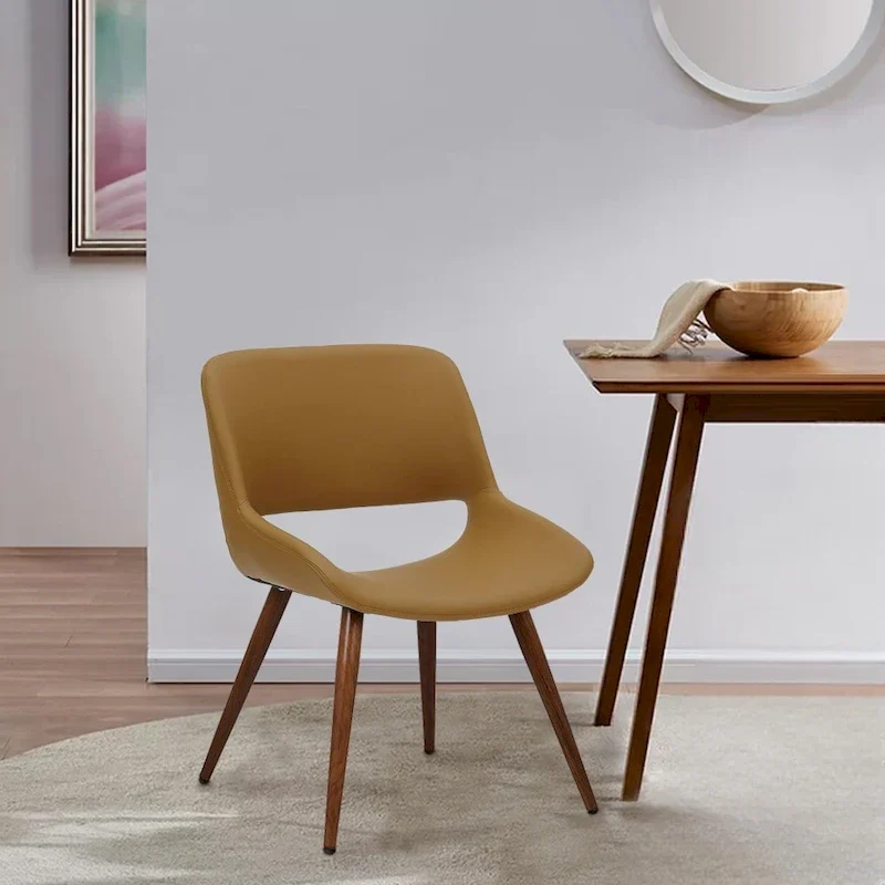 Langa Faux Leather Mid-Century Dining Chair with Metal Legs