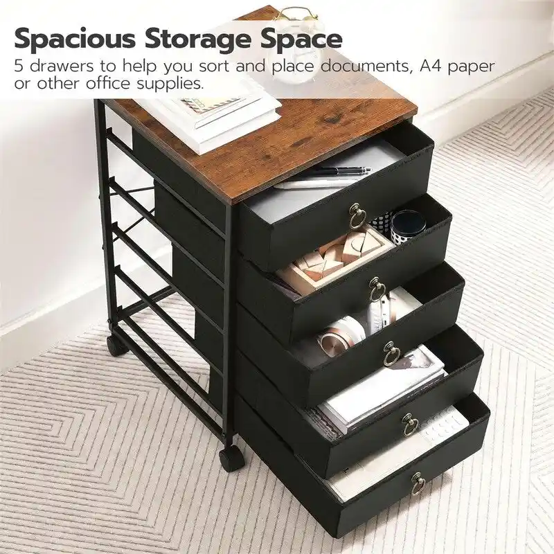 5-Drawer Chest File Cabinet - 15.7D x 15.7W x 25.7H