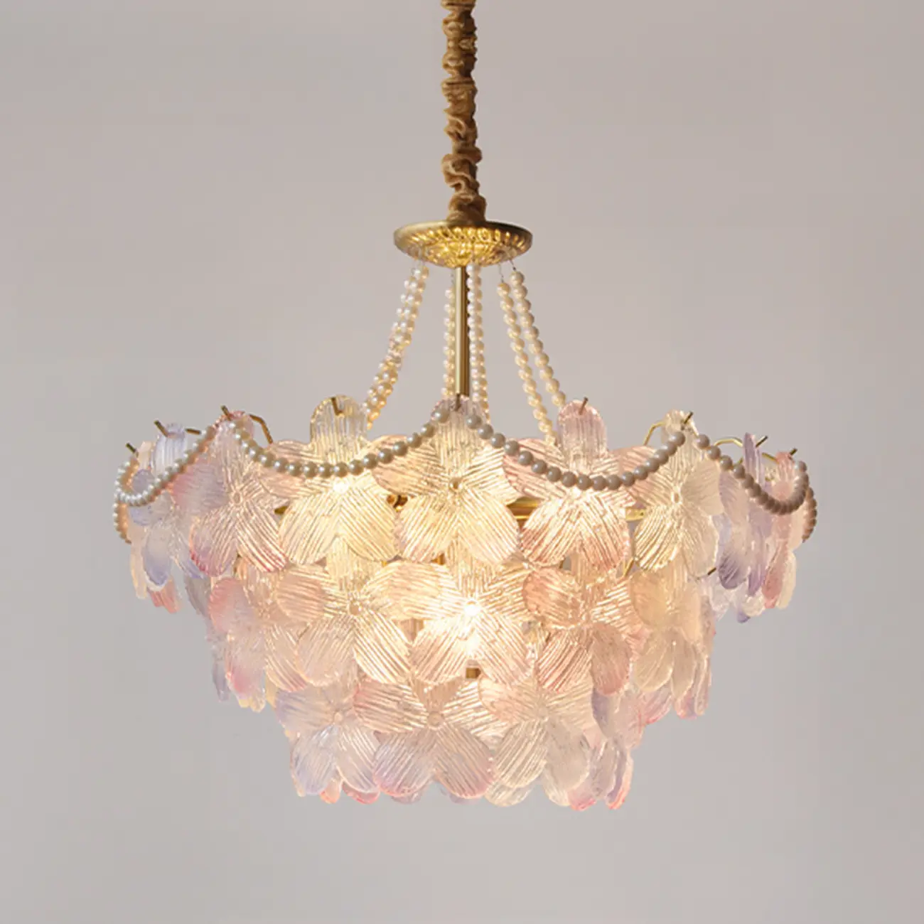 Modern Tier Round Flower Crystal Chandelier