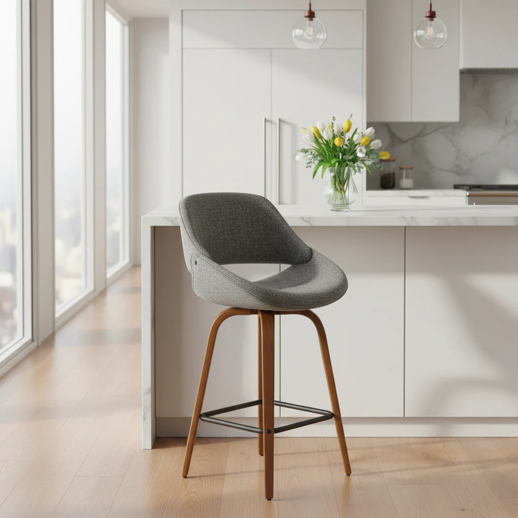 26 Fixed-Height Counter Stool with Square Footrest (Set of 2)